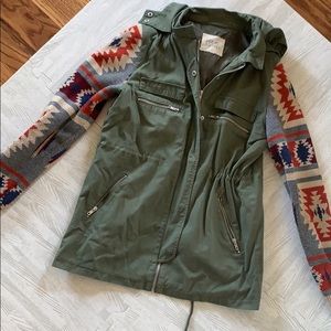 Army green and knit jacket
